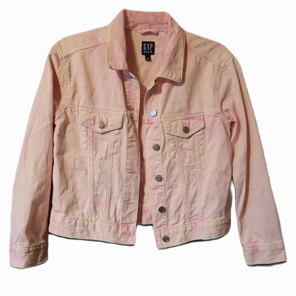 GAP Womens Jacket Sz XS Denim Pi Trucker  Pink Soft Girl Americana Preppy Modern